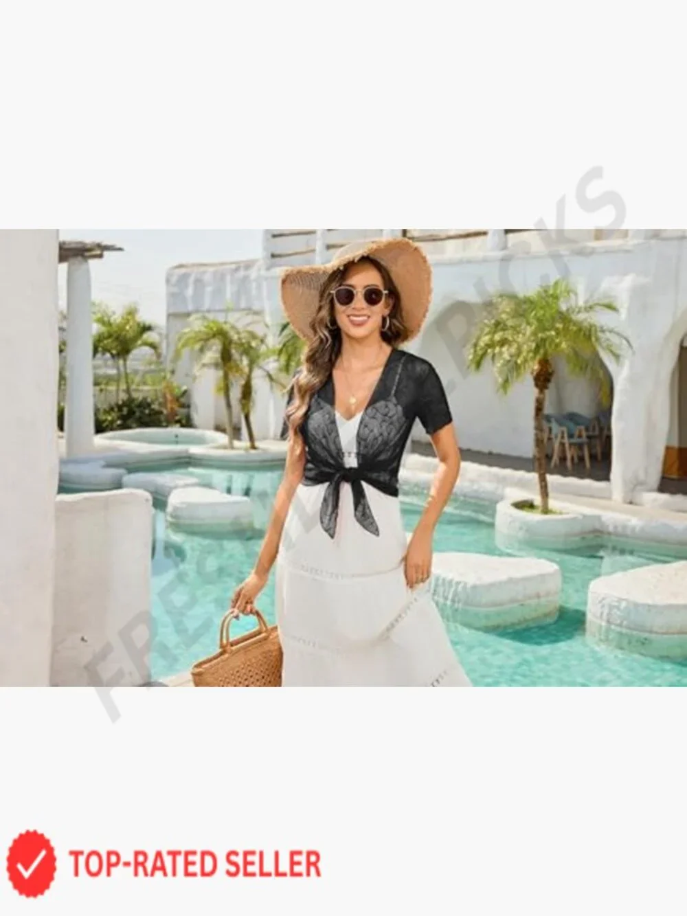 Sheer Bolero Cropped Cardigan Short Sleeve Tie Front Lightweight Shrug Women - Picture 5 of 7